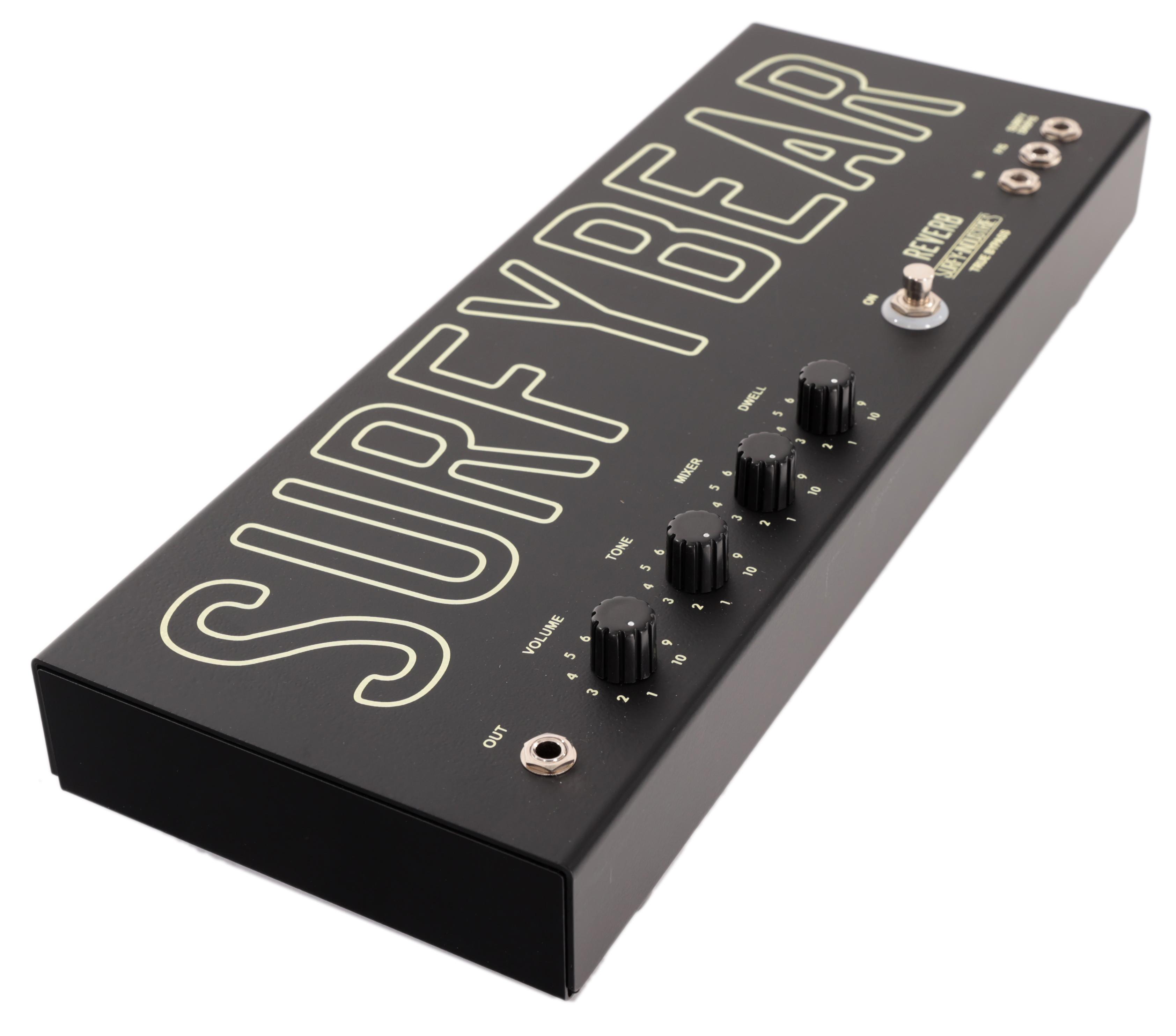 Surfy Industries SurfyBear Reverb Pedal Metal Black with SurfyPan